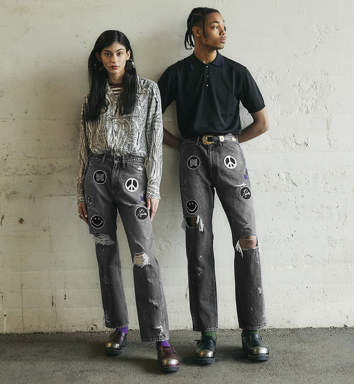 Lサイズ ニードルスAssorted Patches straight Jean Needles Assorted Patches Straight Jean Indigo | Cultizm